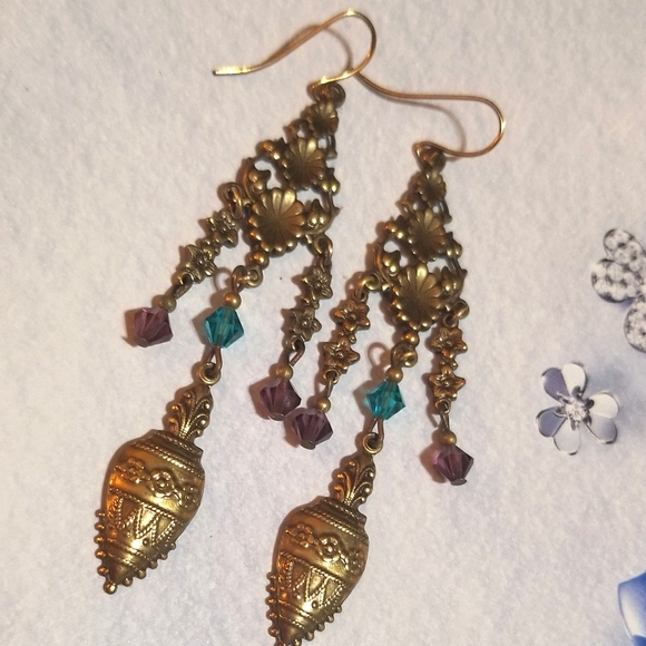 Vintage Sadie Green Shoulder Brusher Earrings - Picture 3 of 7